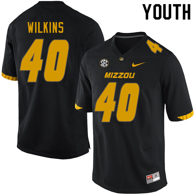 Youth #40 Cameron Wilkins Missouri Tigers College Football Jerseys Sale-Black - Click Image to Close